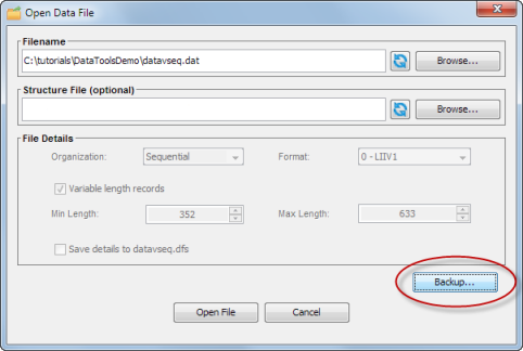 [Open Data File] ダイアログ ボックス