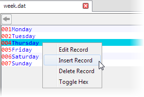 The Insert Record shortcut option