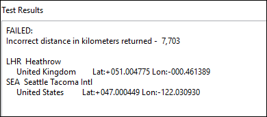 失敗したテスト結果の例