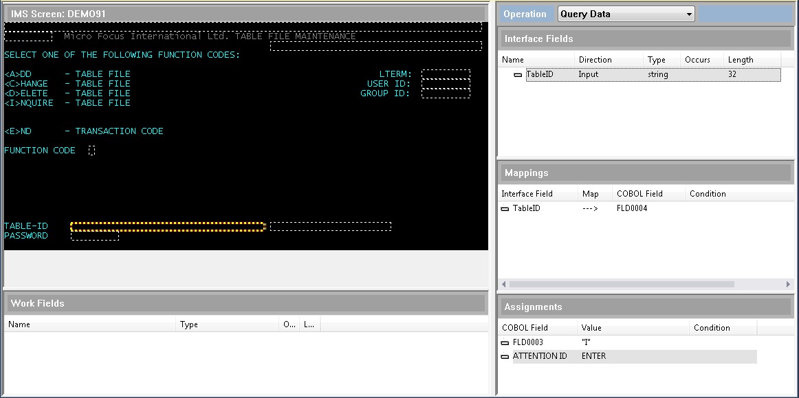 インターフェイス マッパーの IMS 画面