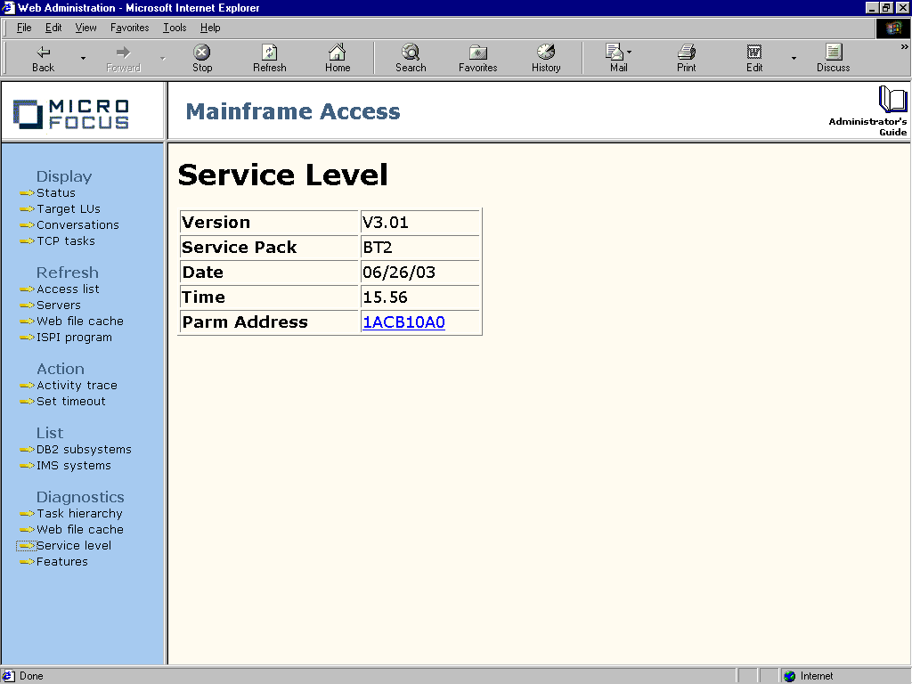 [Service Level] ページ