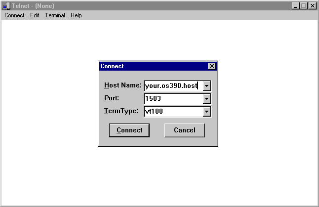 [Telnet Connect] ダイアログ ボックス