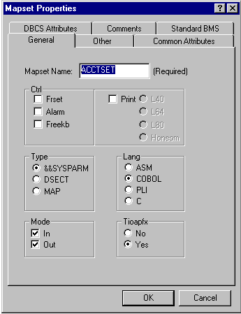 [Mapset Properties] ダイアログ ボックス