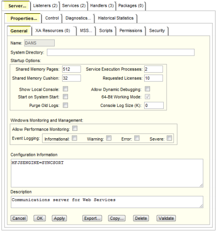 [Configuration Information] フィールドでの MFJSENGINE=SYNCSORT の指定