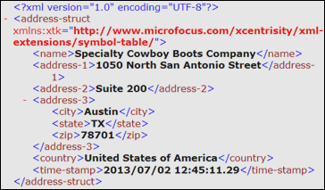 生成された XML ドキュメント address09a.xml の内容