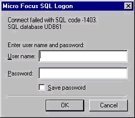 [Micro Focus SQL] ダイアログ ボックス