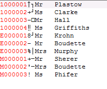 左側のペインのフォーマットされていないレコード データ