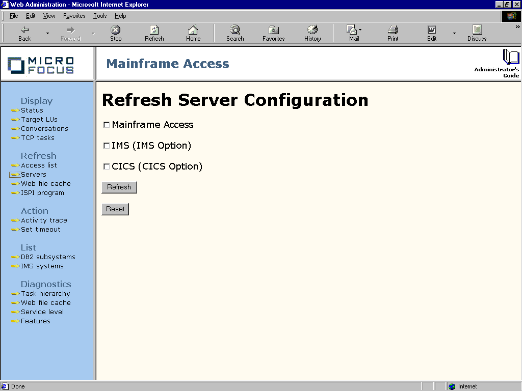 [Refresh Servers] ページ