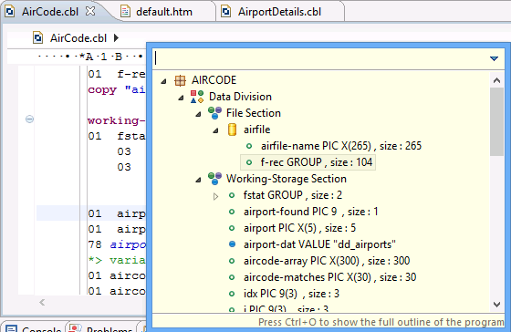 クイック アウトライン