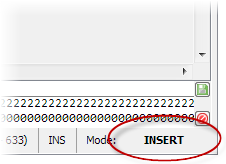 ステータス バーの挿入モード インジケーター