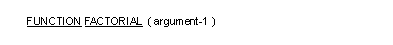FACTORIAL 関数の一般形式の構文