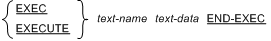 {EXEC または EXECUTE} text-name text-data END-EXEC
