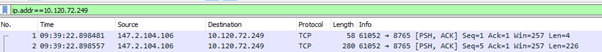 Wireshark の結果